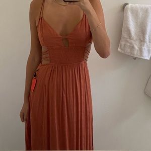 Orange maxi dress with open side detailing